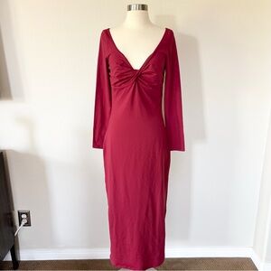 Aritzia Contour Symbolic Maxi Dress Dark Red Ruby Large L